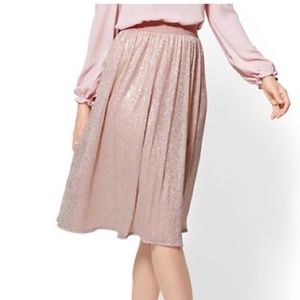 Blush Pink Metallic Midi Skirt